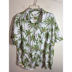 NWT Tunevuse Tropical Button Down Shirt Casual Vacation Palm Tree Men's Size XL